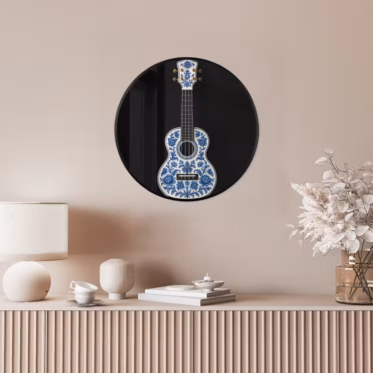 Ukelele - Delfts - Blauw - Muziek Fotolijst rond zonder passe partout klein -sfeer3