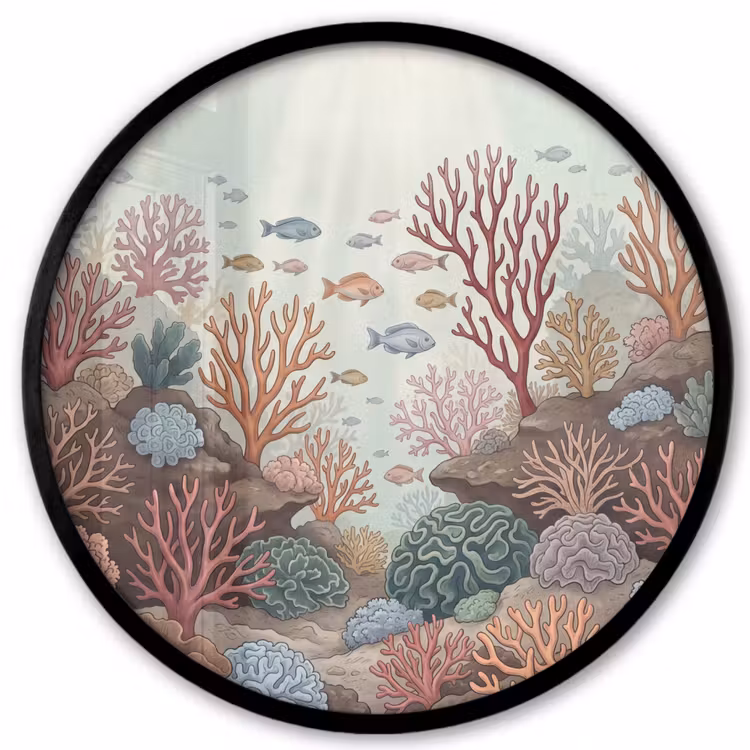 Onderwater - Koraal - Vis - Natuur Fotolijst rond zonder passe partout klein -3d