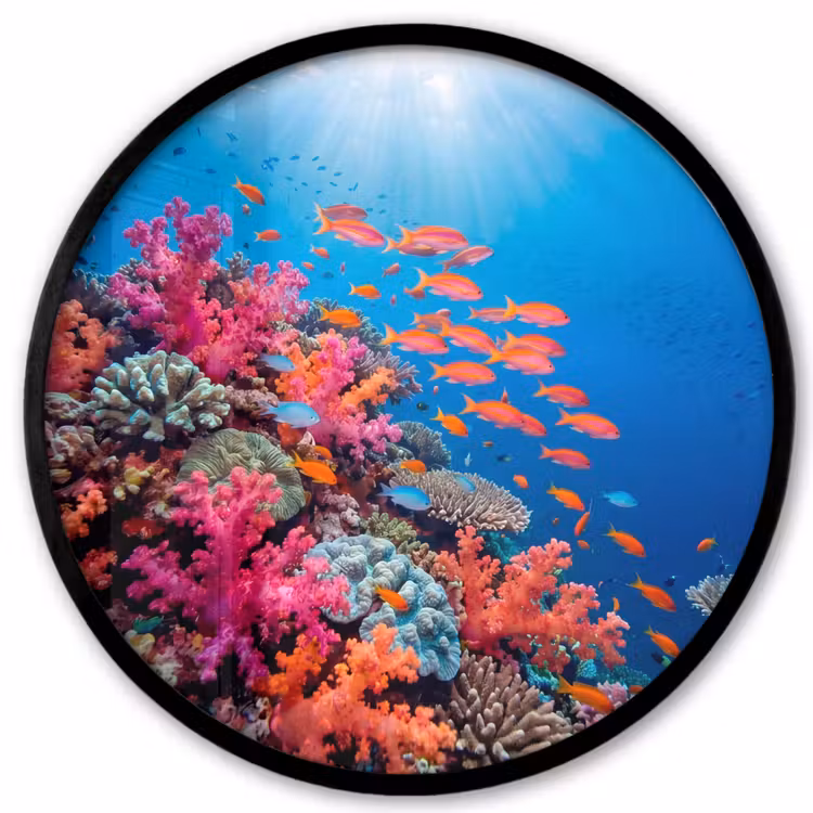 Onderwater - Koraalrif - Vissen - Oceaan - Natuur Fotolijst rond zonder passe partout klein -3d