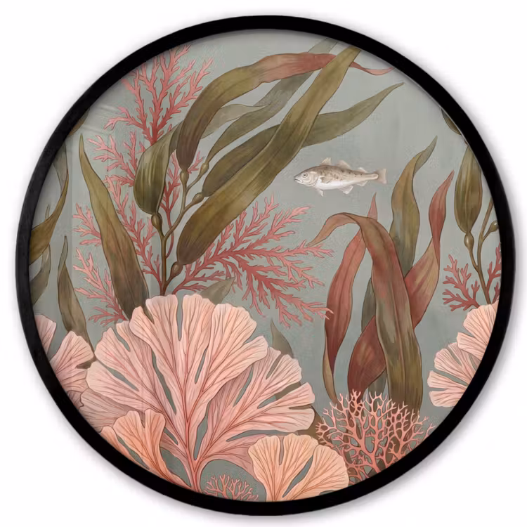 Onderwater - Planten - Vis - Vintage - Groen Fotolijst rond zonder passe partout klein -3d