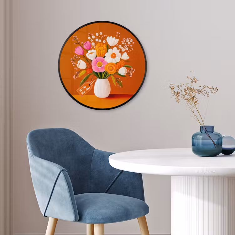 Vaas - Bloemen - Oranje Fotolijst rond zonder passe partout klein -sfeer2