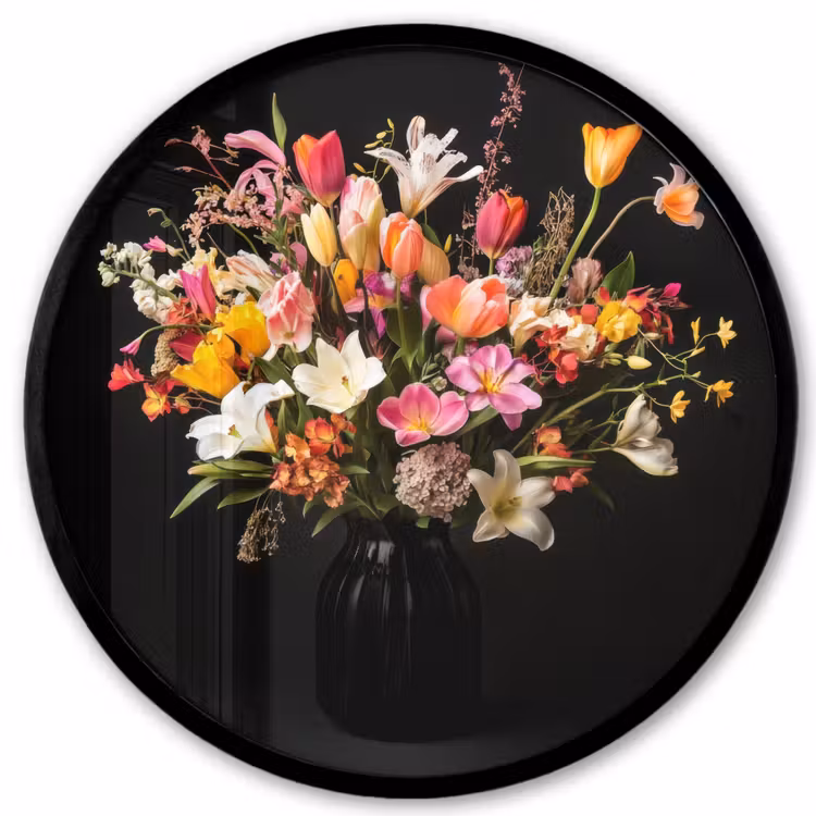 Vaas - Bloemen - Tulpen Fotolijst rond zonder passe partout klein -3d