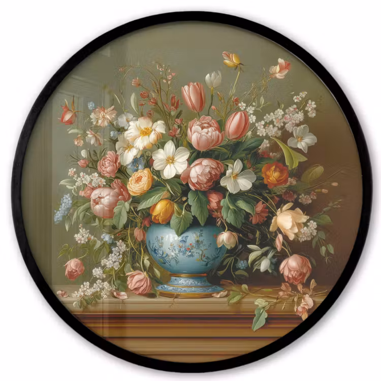 Vaas - Pastel - Kleuren - Bloemen Fotolijst rond zonder passe partout klein -3d