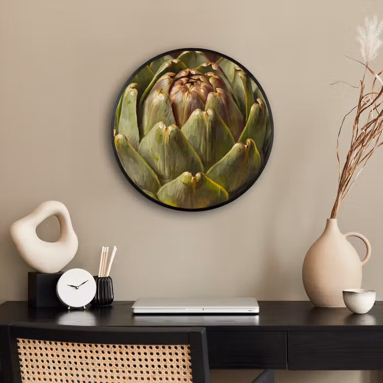Photo Frame Round - Vegetable - Artichoke - Green - Groente - Artisjok - Groen Fotolijst rond zonder passe partout klein