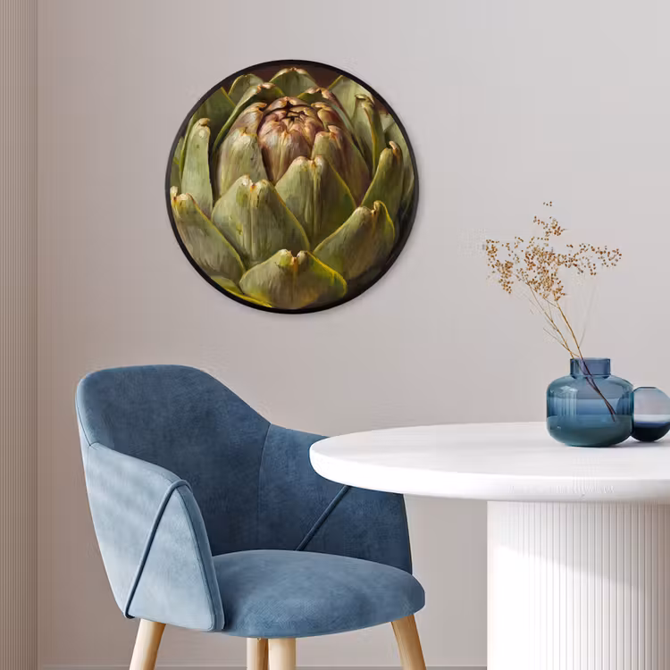 Photo Frame Round - Vegetable - Artichoke - Green - Groente - Artisjok - Groen Fotolijst rond zonder passe partout klein