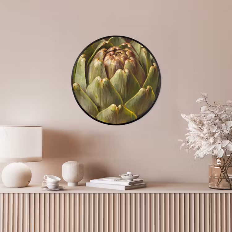 Photo Frame Round - Vegetable - Artichoke - Green - Groente - Artisjok - Groen Fotolijst rond zonder passe partout klein