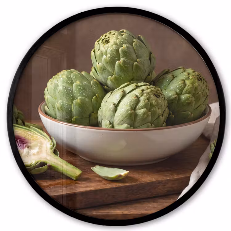 Photo Frame Round - Vegetables - Artichoke - Kitchen - Groenten - Artisjok - Keuken Fotolijst rond zonder passe partout klein