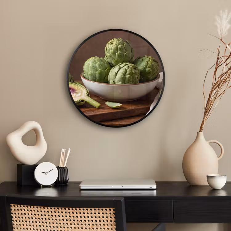 Photo Frame Round - Vegetables - Artichoke - Kitchen - Groenten - Artisjok - Keuken Fotolijst rond zonder passe partout klein