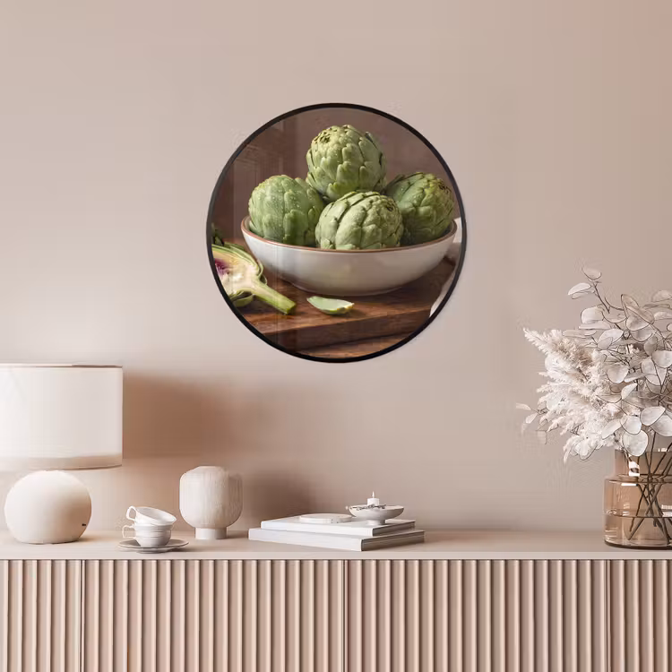 Photo Frame Round - Vegetables - Artichoke - Kitchen - Groenten - Artisjok - Keuken Fotolijst rond zonder passe partout klein