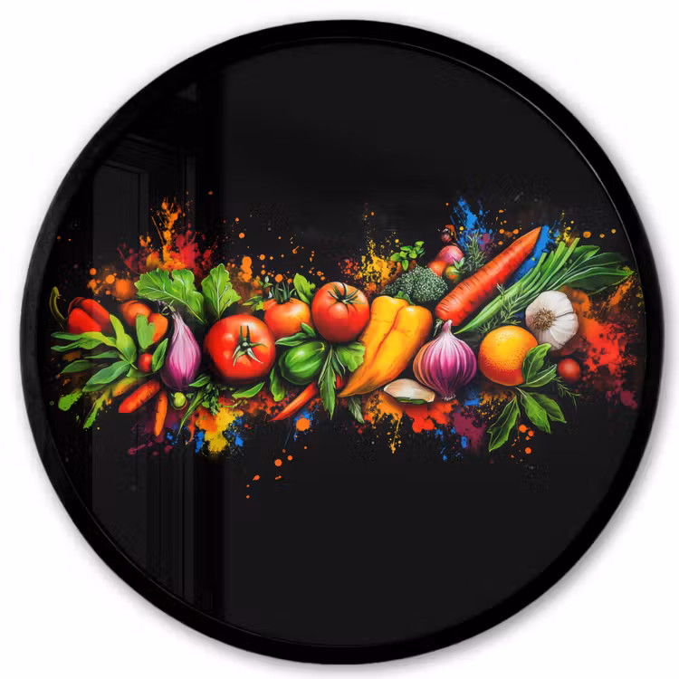 Groente - Eten - Kruiden - Graffiti - Koken Fotolijst rond zonder passe partout klein -3d