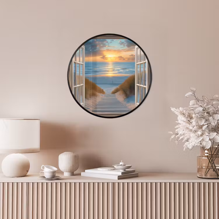 Doorkijk - Strand - Pad - Zonsondergang Fotolijst rond zonder passe partout klein -sfeer3