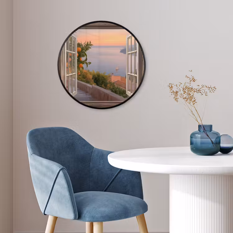 Doorkijk - Uitzicht - Meer - Landschap Fotolijst rond zonder passe partout klein -sfeer2