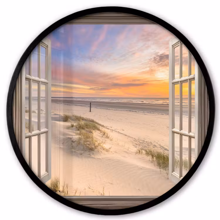 Doorkijk - Strand - Duinen - Natuur - Landschap Fotolijst rond zonder passe partout klein -3d
