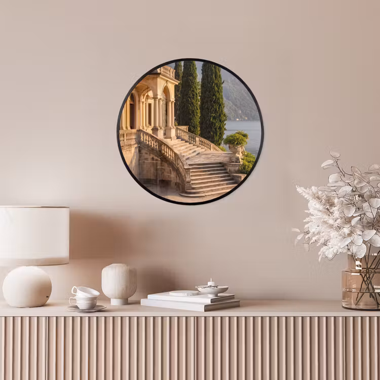 Photo Frame Round - Villa - Water - Stairs - Villa - water -trappen Fotolijst rond zonder passe partout klein