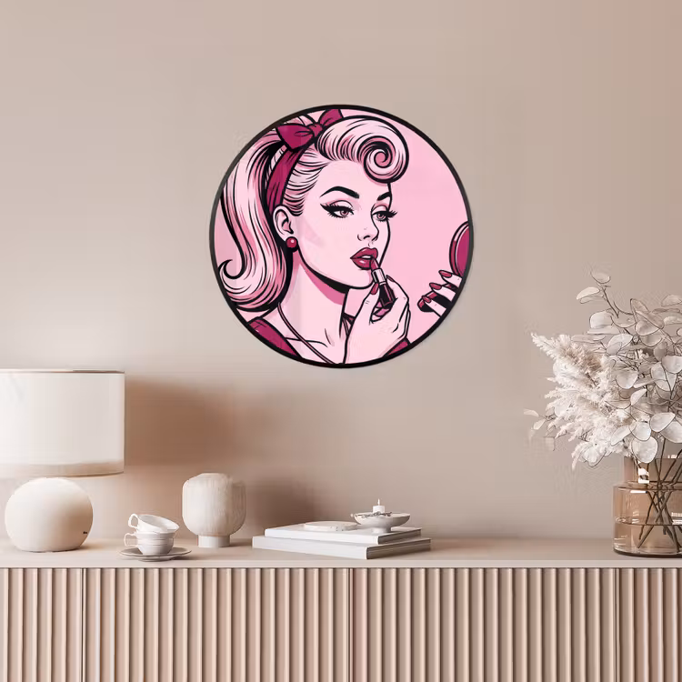 Vintage - Vrouw - Roze Fotolijst rond zonder passe partout klein -sfeer3