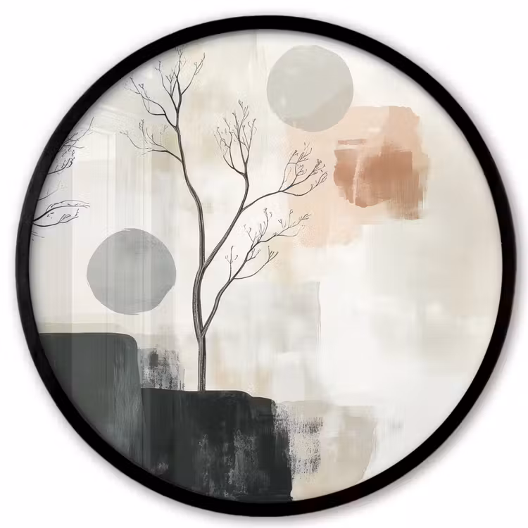 Wabi sabi - Beige - Plant Fotolijst rond zonder passe partout klein -3d