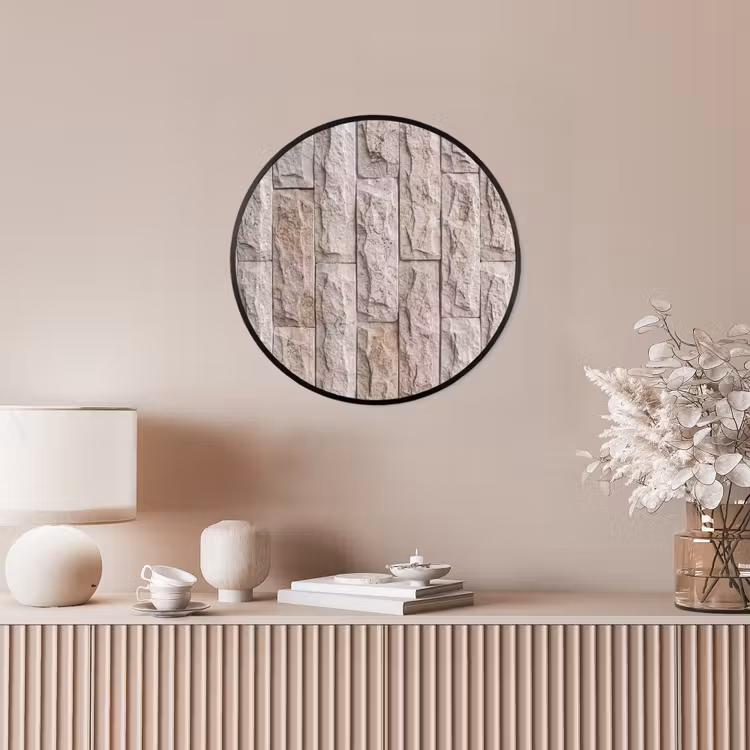 Muur - Steen - Ruw - Beige - Textuur Fotolijst rond zonder passe partout klein -sfeer3