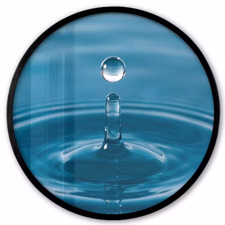 Waterdruppel - Water - Oppervlakte Fotolijst rond zonder passe partout klein -3d