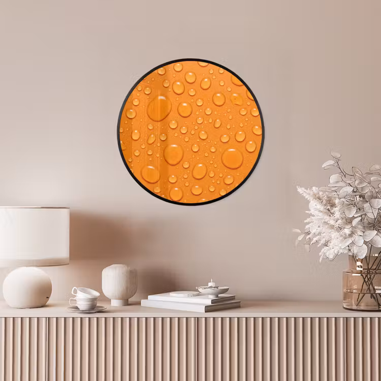 Water - Druppels - Oranje Fotolijst rond zonder passe partout klein -sfeer3