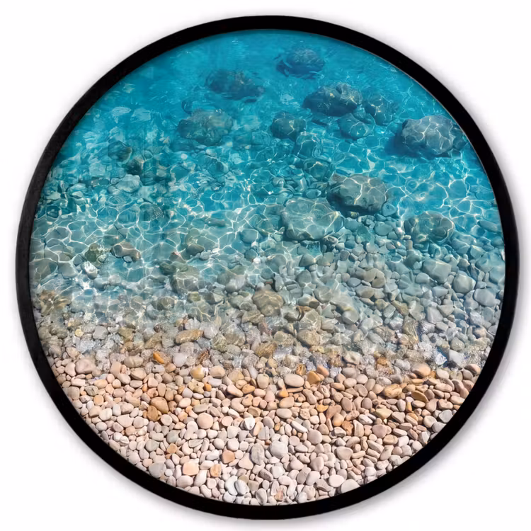 Water - Kiezels - Natuur - Levendig - Turkoois Fotolijst rond zonder passe partout klein -3d