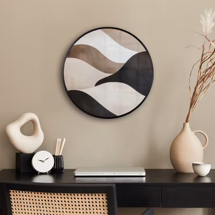 Golven - Abstract - Beige Fotolijst rond zonder passe partout klein -sfeer1