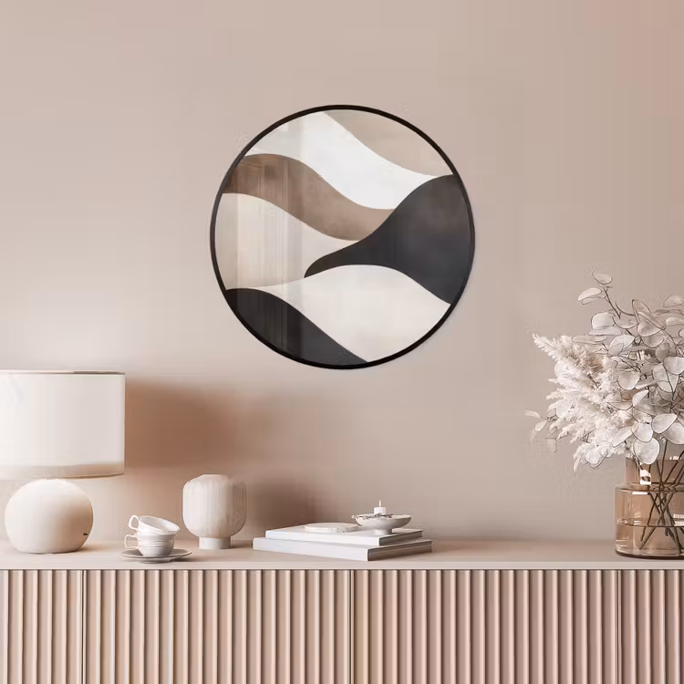 Golven - Abstract - Beige Fotolijst rond zonder passe partout klein -sfeer3