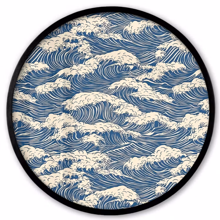 Golven - Klassiek - Blauw Fotolijst rond zonder passe partout klein 856 -3d