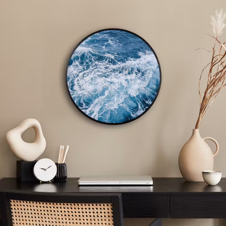 Golven - Oceaan - Blauw Fotolijst rond zonder passe partout klein -sfeer1