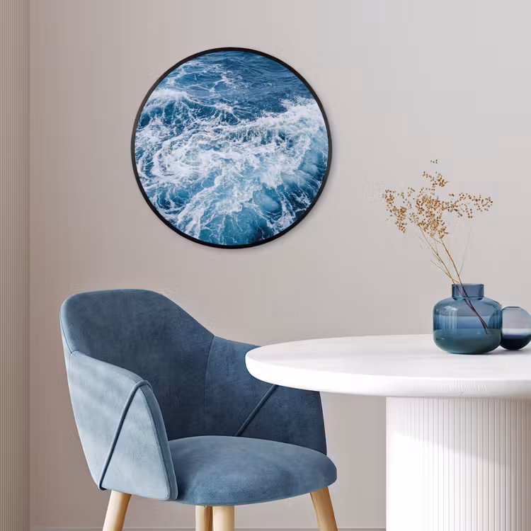 Golven - Oceaan - Blauw Fotolijst rond zonder passe partout klein -sfeer2