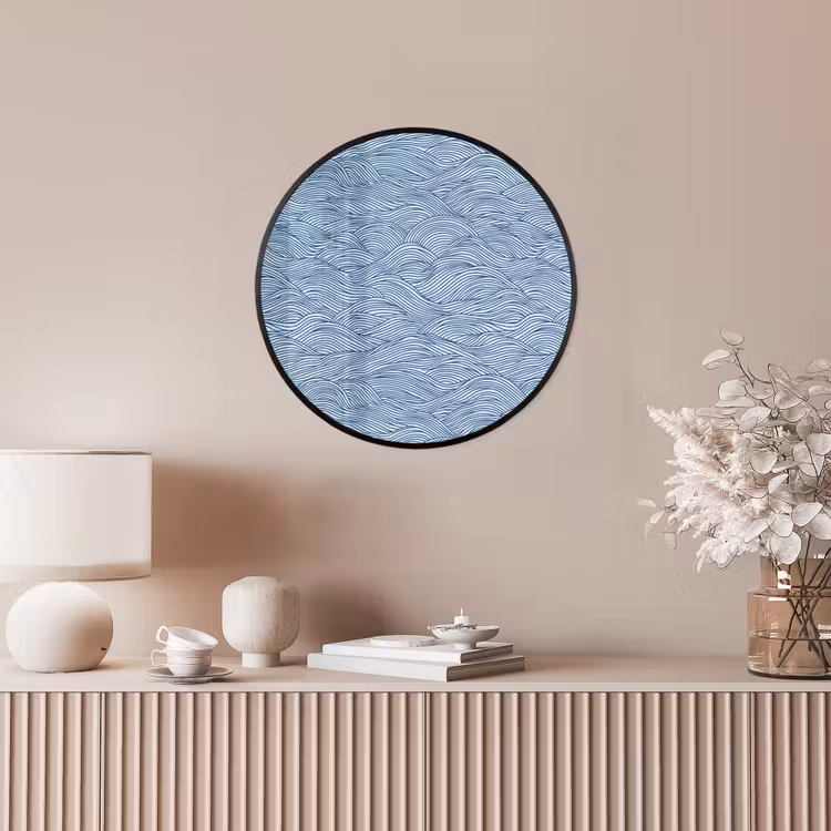 Golven - Ritmisch - Blauw Fotolijst rond zonder passe partout klein 856 -sfeer3