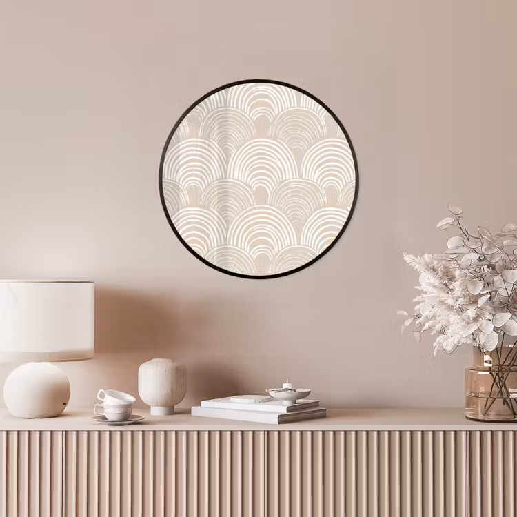 Golven - Structuur - Beige Fotolijst rond zonder passe partout klein 856 -sfeer3