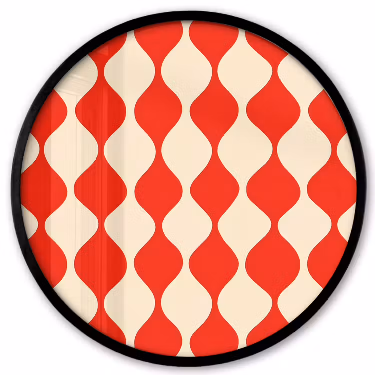 Golvend patroon - Retro - Rood - Beige Fotolijst rond zonder passe partout klein 856 -3d