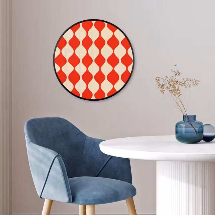 Golvend patroon - Retro - Rood - Beige Fotolijst rond zonder passe partout klein 856 -sfeer2
