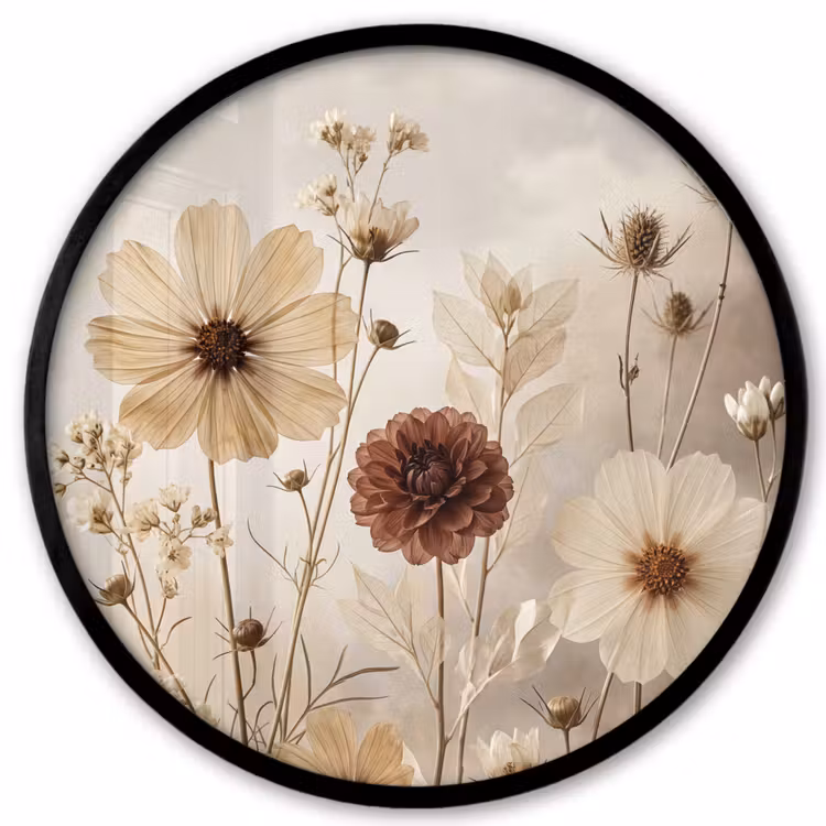Wilde bloemen - Botanisch - Vintage - Natuur - Rustiek Fotolijst rond zonder passe partout klein -3d