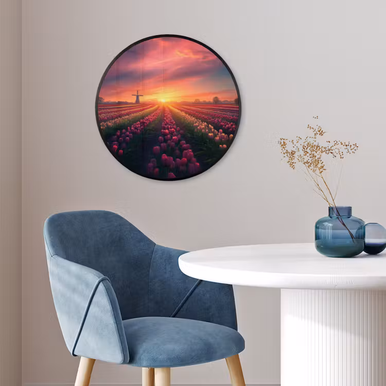 Windmolen - Zonsondergang - Landschap Fotolijst rond zonder passe partout klein -sfeer2