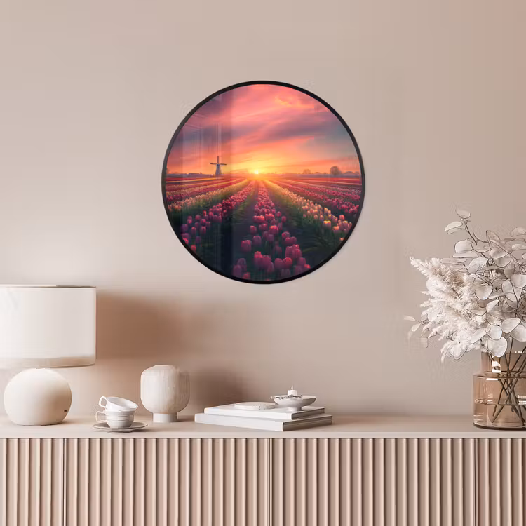 Windmolen - Zonsondergang - Landschap Fotolijst rond zonder passe partout klein -sfeer3