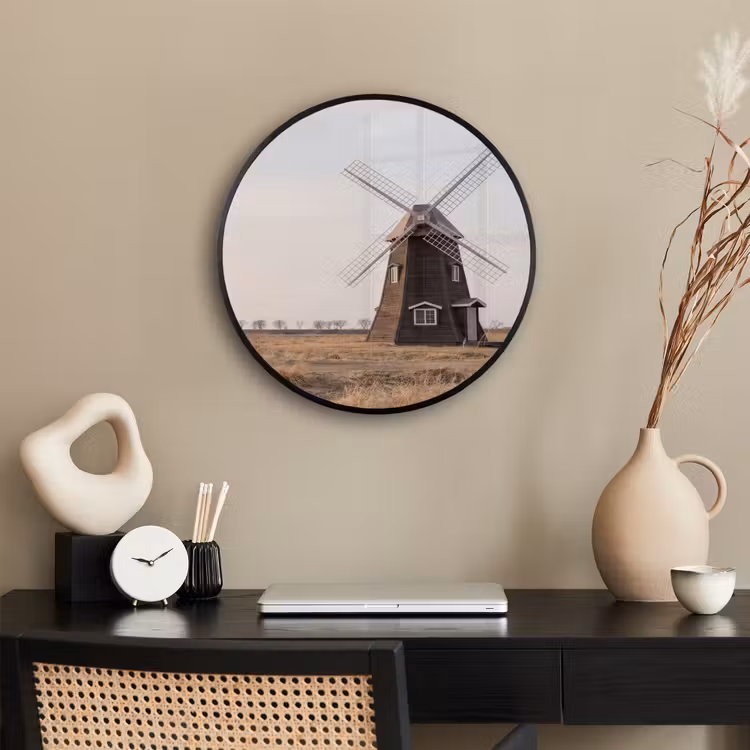 Windmolens - Landschap - Veld Fotolijst rond zonder passe partout klein -sfeer1