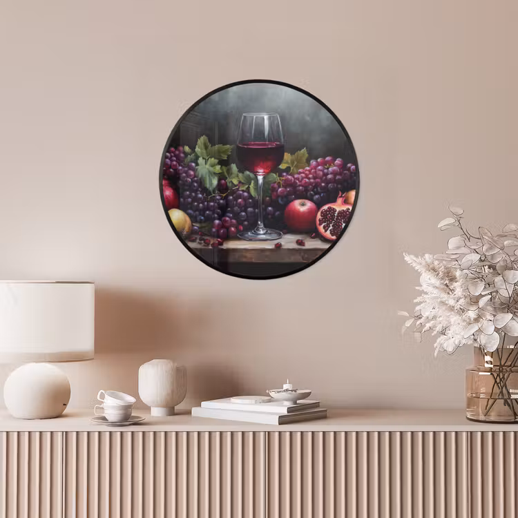 Wijn - Fruit - Stilleven Fotolijst rond zonder passe partout klein -sfeer3