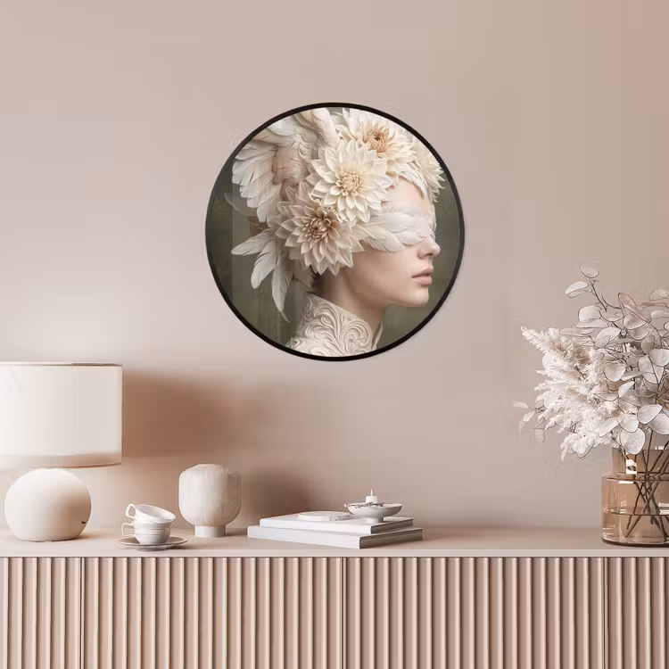 Vleugels - Vrouw - Wit Fotolijst rond zonder passe partout klein -sfeer3