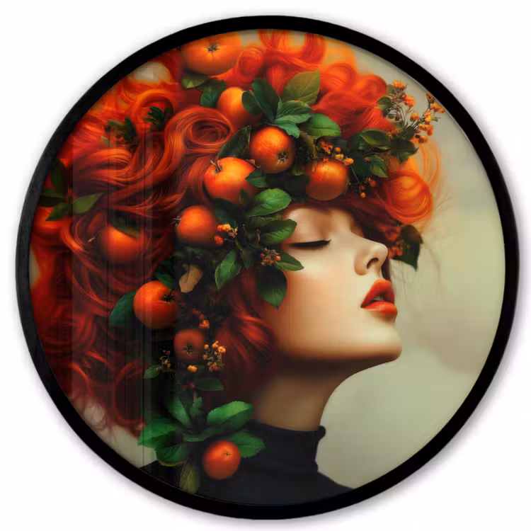 Vrouw - Appels - Rood - Bladeren Fotolijst rond zonder passe partout klein -3d
