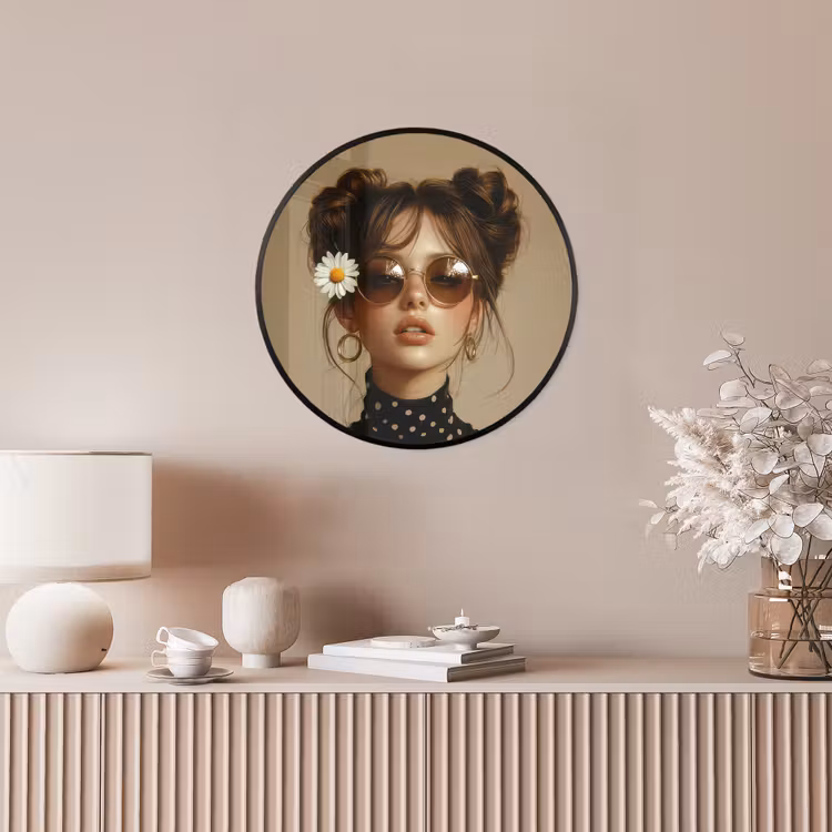 Vrouw - Beige - Bloem - Modern - Portret Fotolijst rond zonder passe partout klein -sfeer3