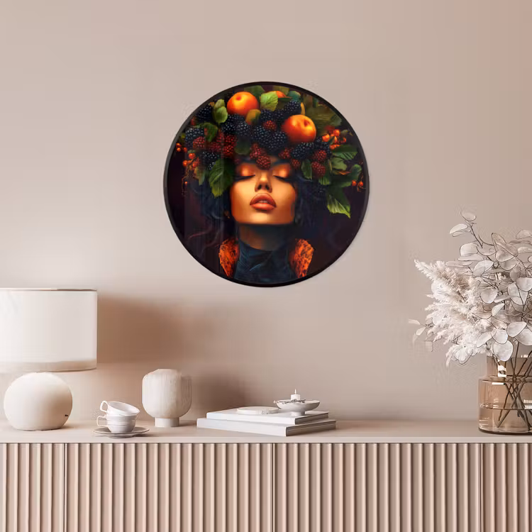 Vrouw - Zwart - Bessen - Bramen - Appels Fotolijst rond zonder passe partout klein -sfeer3