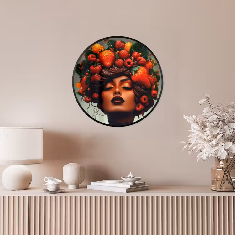 Vrouw - Chocolade - Frambozen - Aardbeien - Koekjes Fotolijst rond zonder passe partout klein -sfeer3
