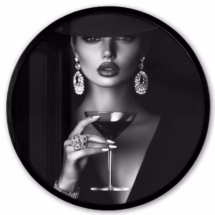 Vrouw - Cocktail - Chic Fotolijst rond zonder passe partout klein -3d