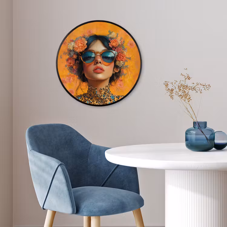 Vrouw - Bloemen - Aesthetic - Oranje Fotolijst rond zonder passe partout klein -sfeer2