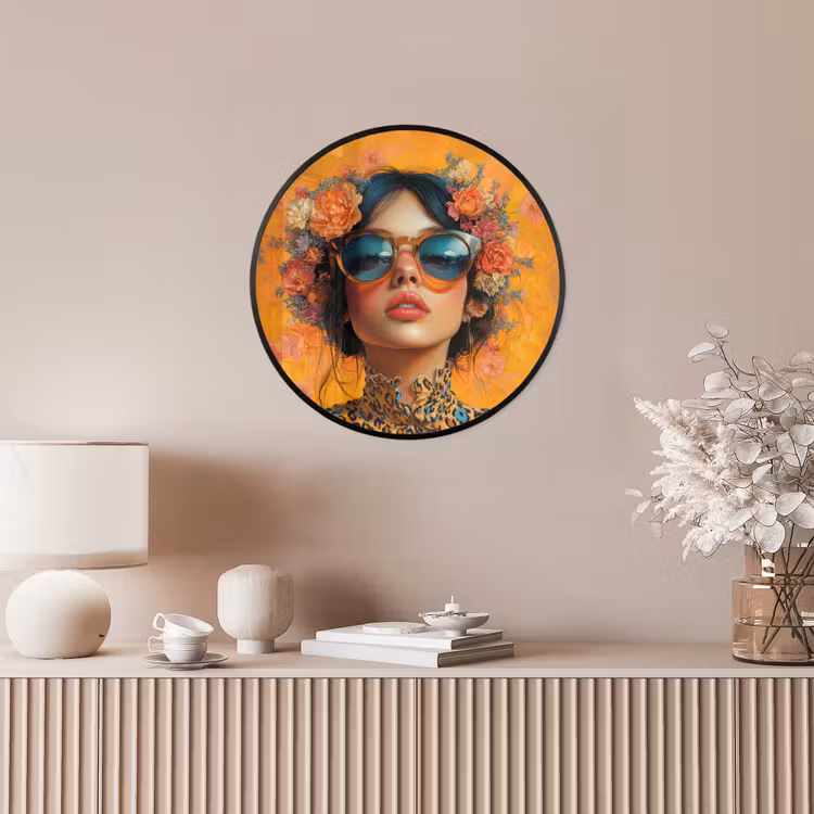 Vrouw - Bloemen - Aesthetic - Oranje Fotolijst rond zonder passe partout klein -sfeer3