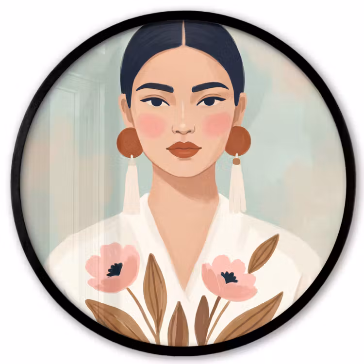 Vrouw - Kimono - Pastel Fotolijst rond zonder passe partout klein -3d