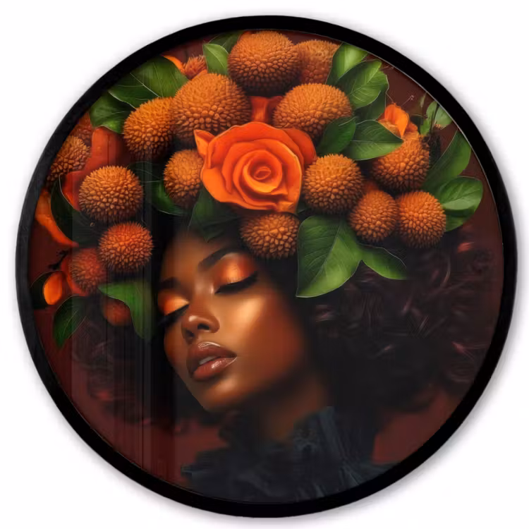 Vrouw - lychee - exotisch Fotolijst rond zonder passe partout klein -3d