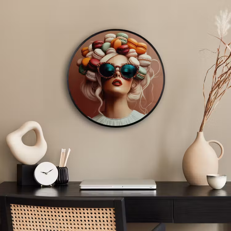 Vrouw - Macarons - Bril Fotolijst rond zonder passe partout klein -sfeer1