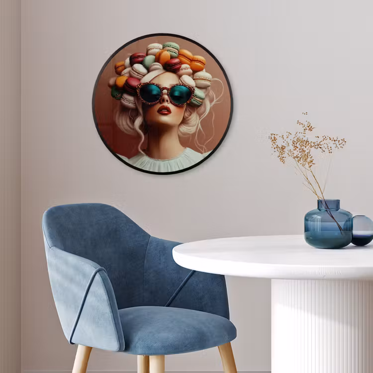 Vrouw - Macarons - Bril Fotolijst rond zonder passe partout klein -sfeer2